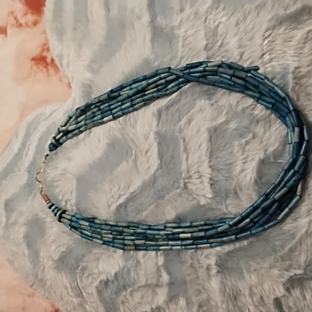 Vintage Turquoise Tube Beaded Necklace